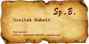 Szvitek Babett névjegykártya